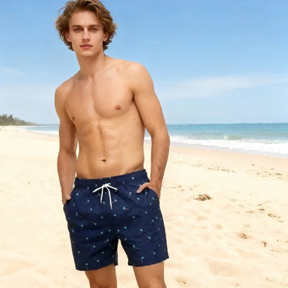 Mens Swim Trunks with Mesh Lining Side Pockets Solid Beach Shorts Quick Dry Lightweight Drawstring Board Shorts Summer Swimwear