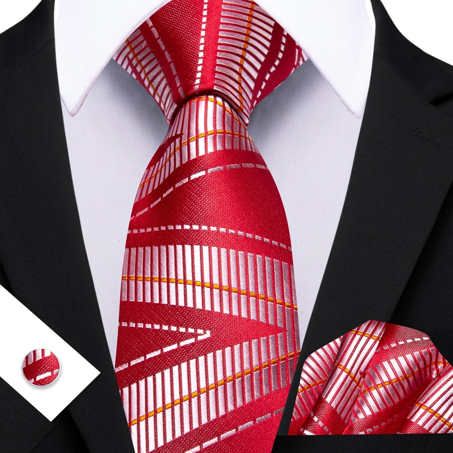 Barry.Wang Jacquard Bright Red Men&