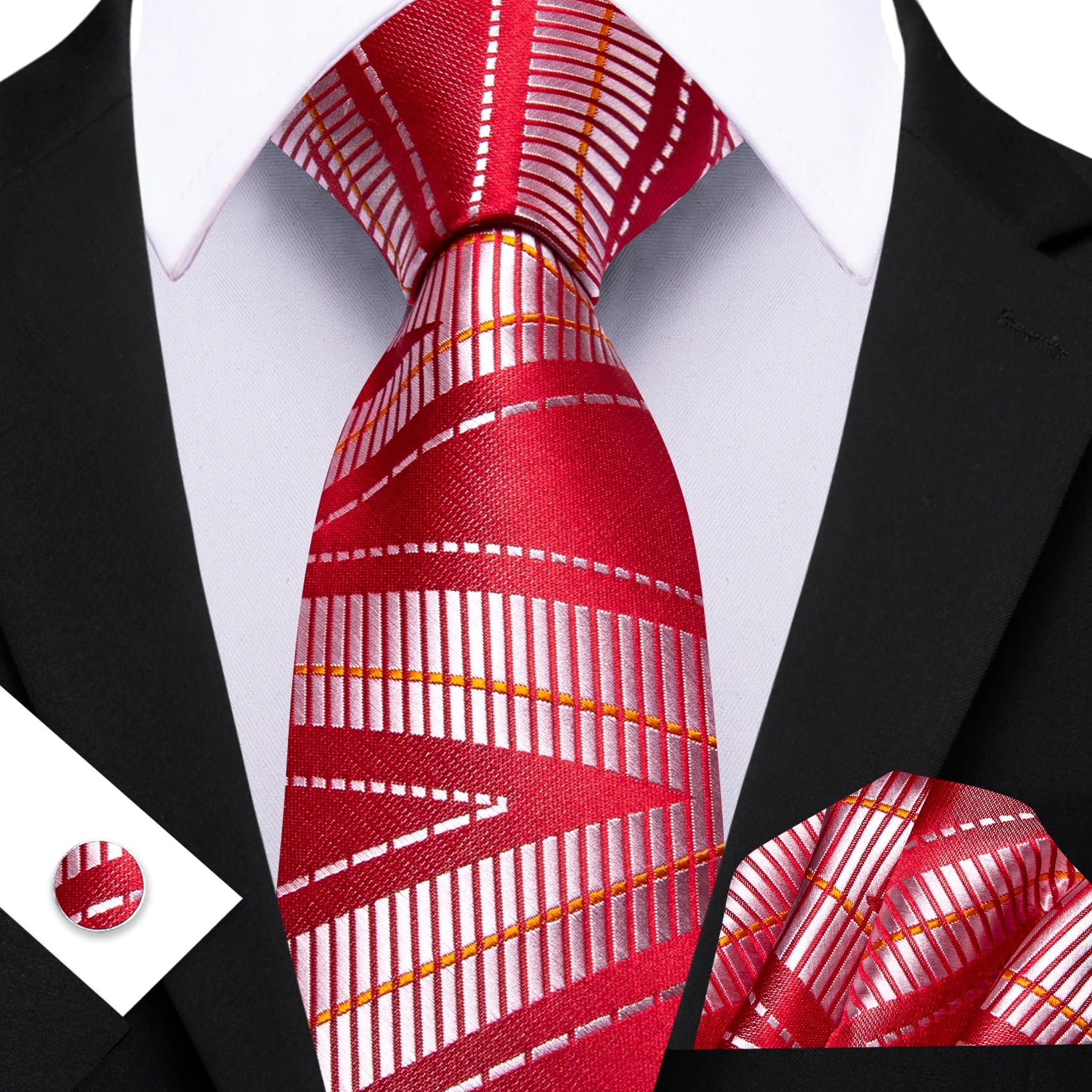 Barry.Wang Jacquard Bright Red Men&