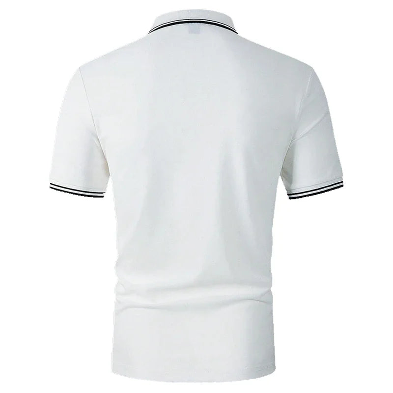 Men Clothes 100% Polyester Breathable Business Casual Polo Shirt Tops Men Short Sleeve Summer Fashion Slim Fit Polo Shirt