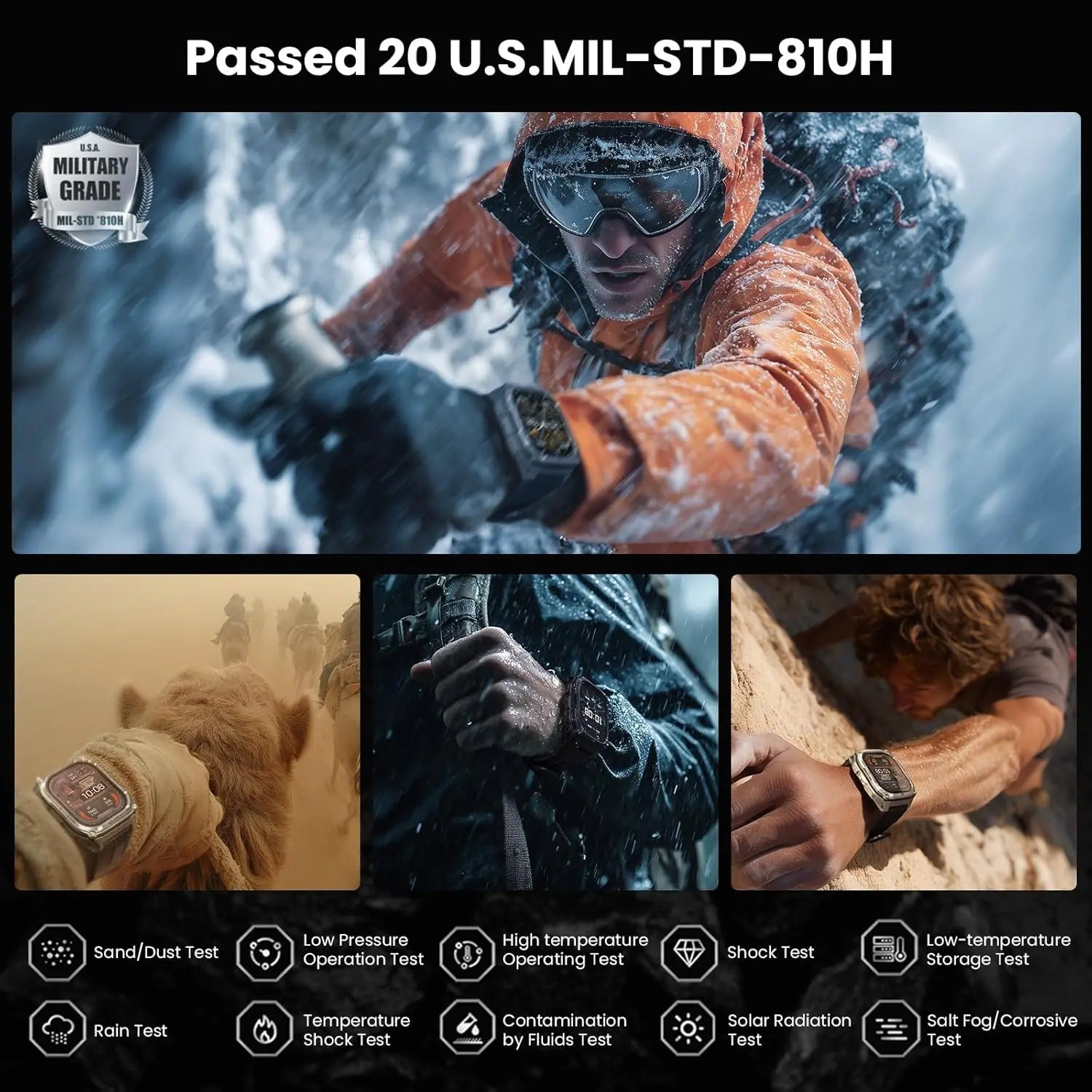 New Rugged Military Smart Watch Men 1400 mAh battery 2.01inch AMOLED Bluetooth Call 10ATM Waterproof LED flashlight Smart watch