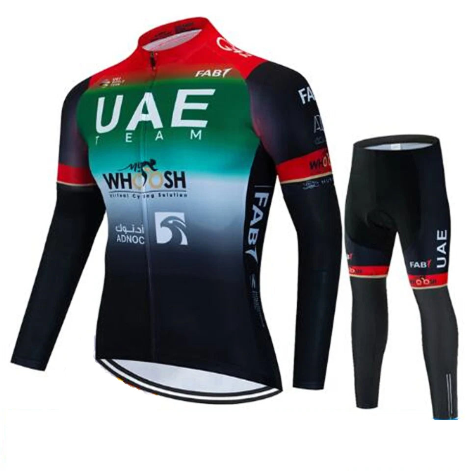 2026 UAE Team Autumn Long Sleeve Cycling Jersey Set Bib Pants Ropa Ciclismo Clothing Bike Uniform Men Bicycle Clothes Mailllot