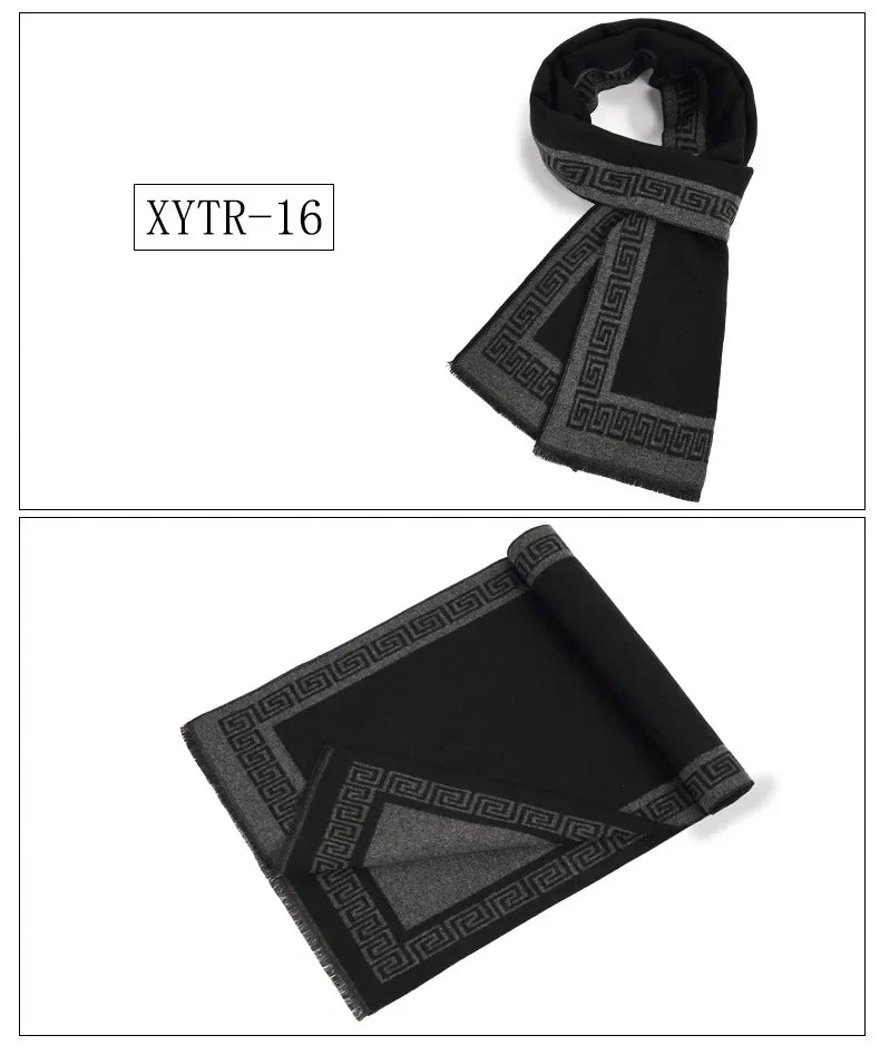Classic Brand Scarfs for Men Thick Imitation Cashmere Shawl Scarves Winter Warm Business Muffler Scarves Long Wrap
