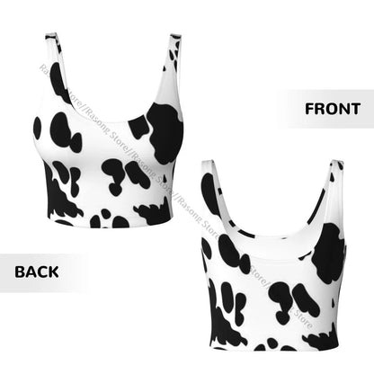 Women Sexy Sports Vest Cow Domestic Pattern Female Streetwear Sport Lingerie Tee Crop Top
