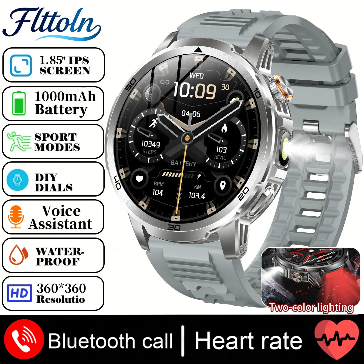 2026 New  Outdoor Smart Watch 1.85inch AMOLED 1000mAh Large Battery 5ATM Waterproof Voice Call Sports Men Fitness Bracelet