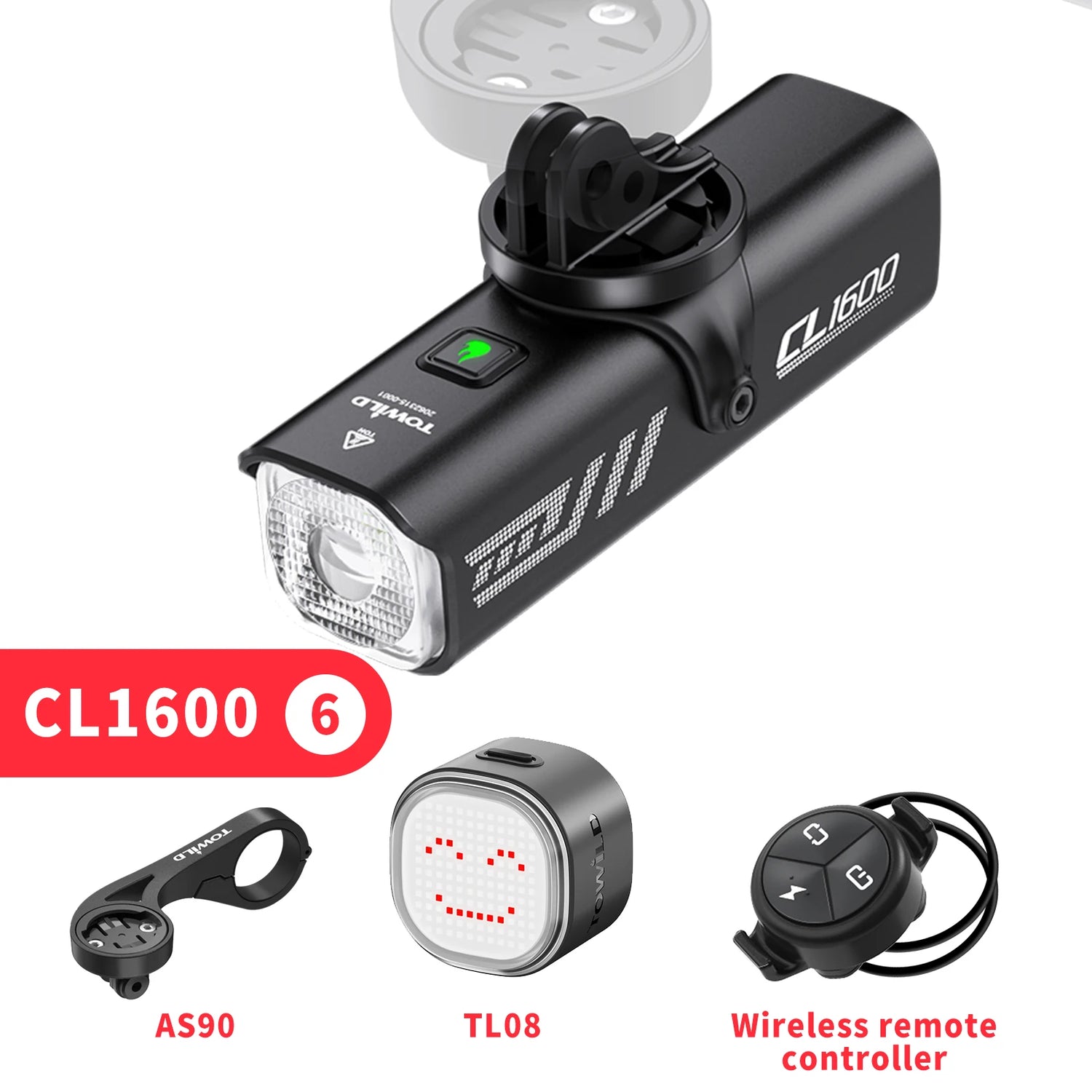 TOWILD CL1600LM Bicycle Light 5000mAh Bike Light IPX6 Flashlight Aluminum Front Lamp Type-C Charging MTB Road Cycling Headlights
