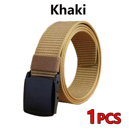 Tactical Belt for Man Golf Outdoor Casual Canvas Belt Black Training Trouser Belt Wide Automatic Buckle Nylon Belt Hunting Sport