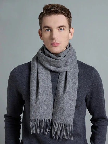 High Quality Solid Color 100% Wool Scarf Men&