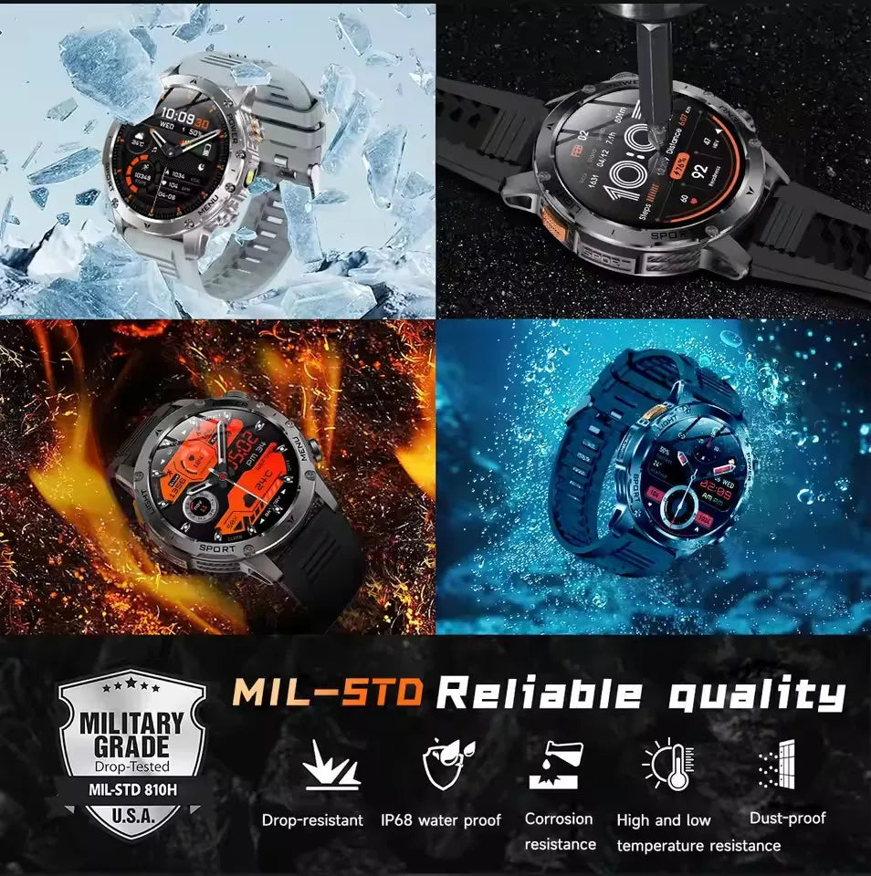 T-Rex 3 Military Grade 1000mAh Battery Smart Watch IP68 Waterproof GPS Bluetooth call AMOLED HD Men Sports 2026 New Smartwatch