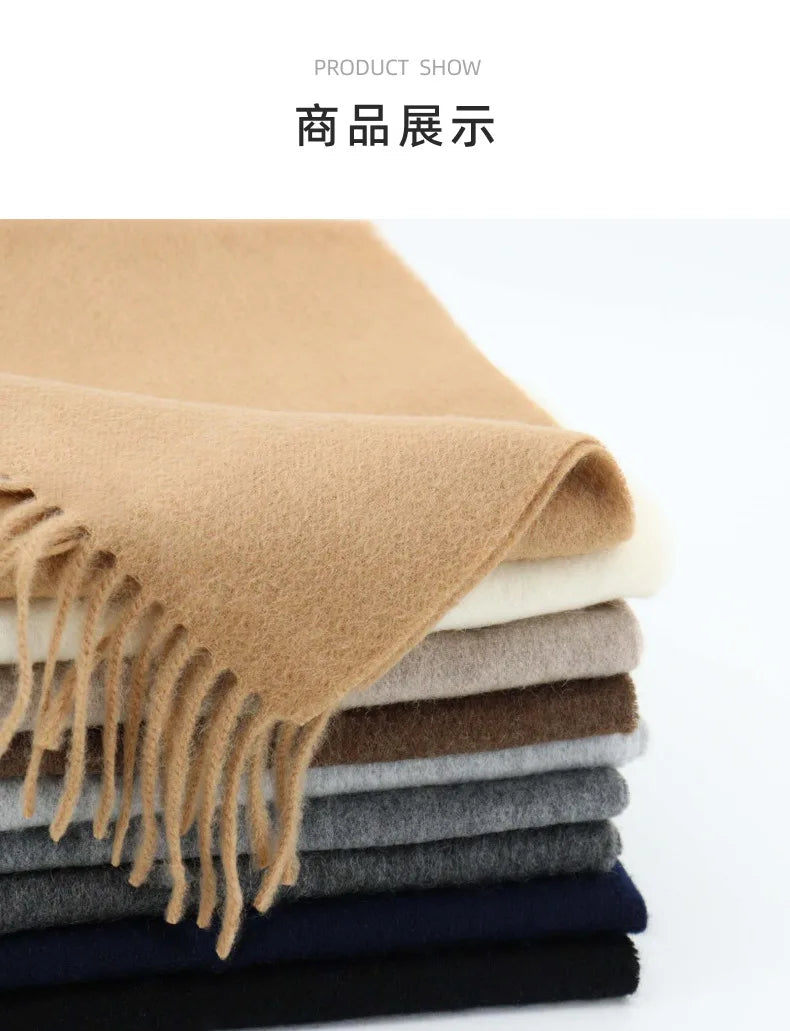 High Quality Solid Color 100% Wool Scarf Men&