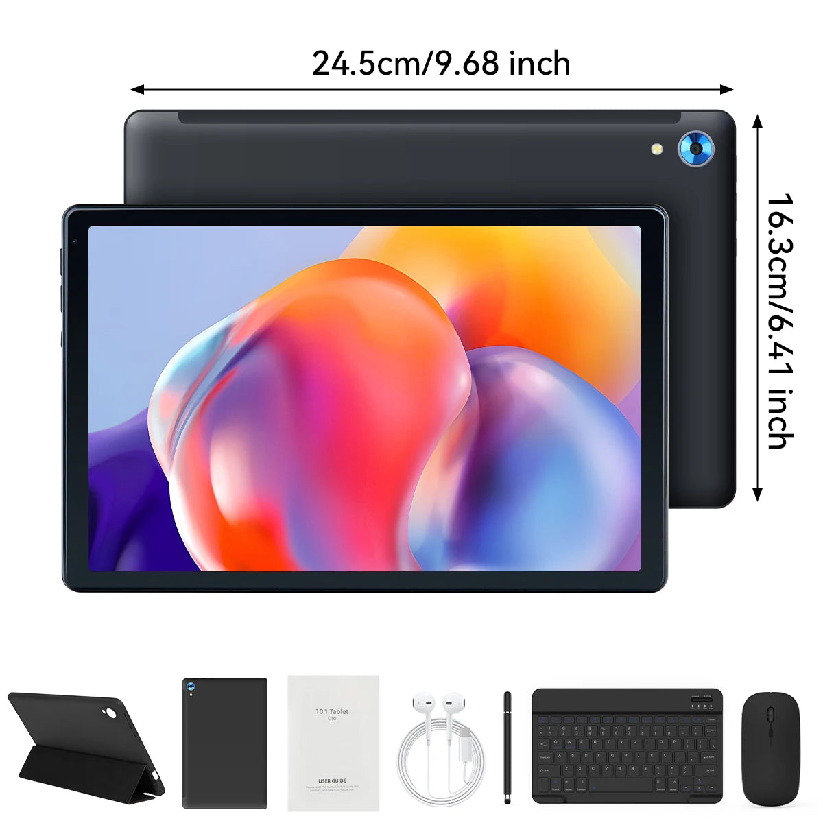 URAO 10 Inch Tablet Android 15 8-Core Tablets 24GB+128GB 1TB Expansion WiFi 6 5MP+8MP Stylus Keyboard Mouse Headphone PC PAD Set