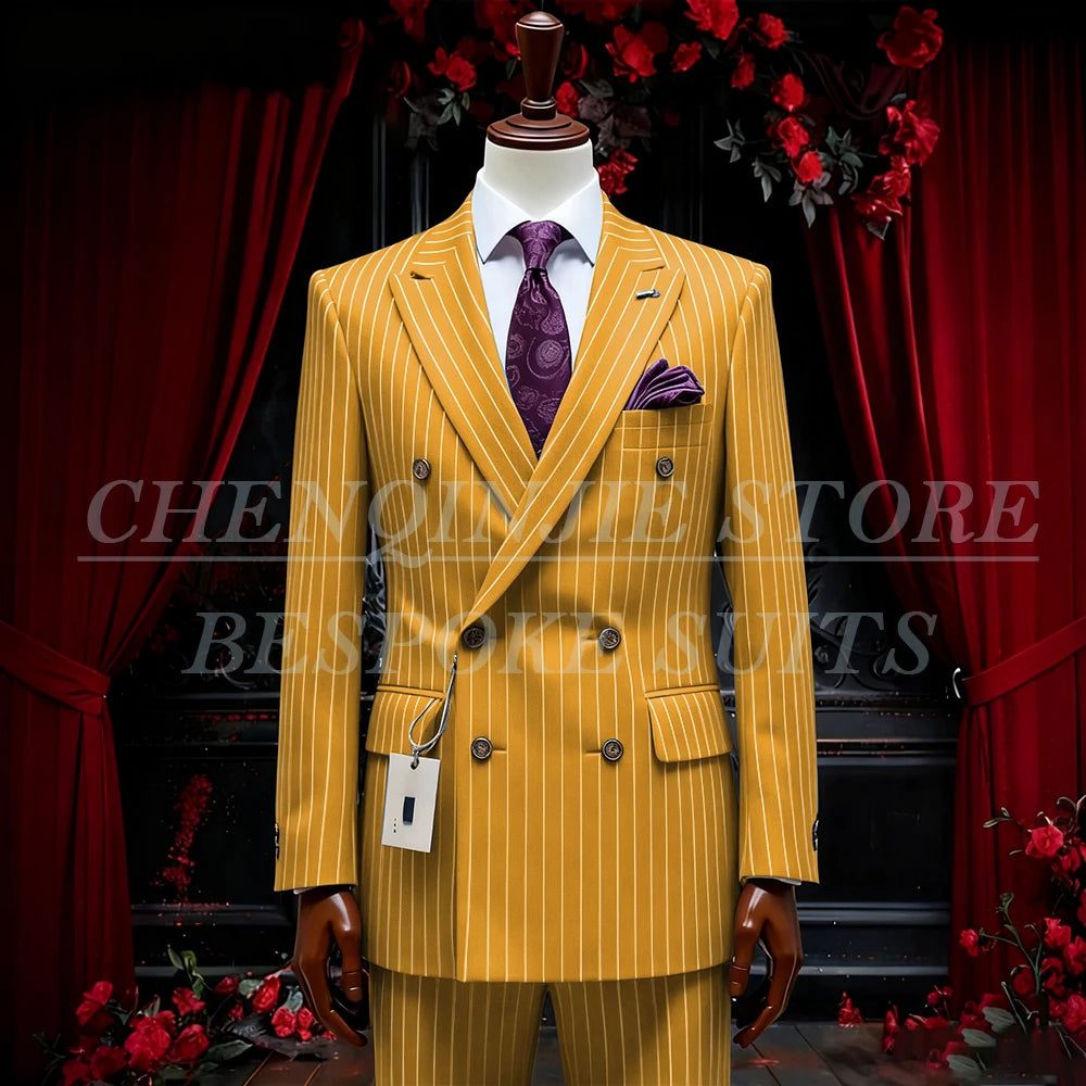 SILIWEYA Double Breasted Business Men&