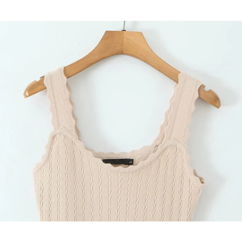 YENKYE 2025 Women O Neck Sleeveless A-line Slim Knit Dresses Casual Autumn Tank Mini Dress