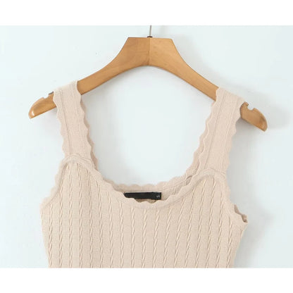 YENKYE 2025 Women O Neck Sleeveless A-line Slim Knit Dresses Casual Autumn Tank Mini Dress