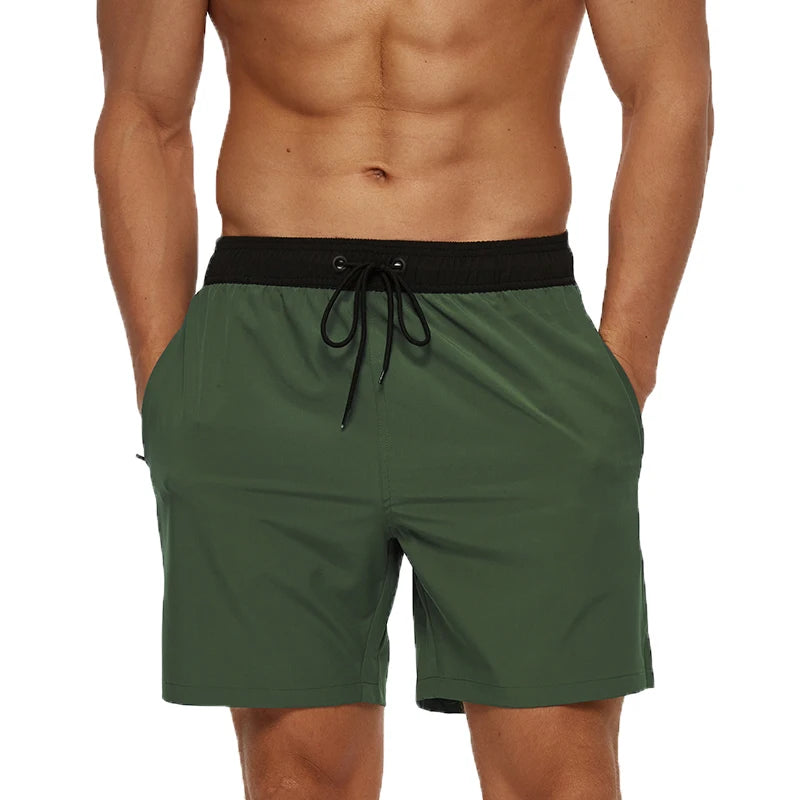 Datifer Summer 2026 Mens Shorts Solid Color Gym Mesh Liner With Zipper Pockets Beach Quick Dry Bermudas Masculina Swimsuits