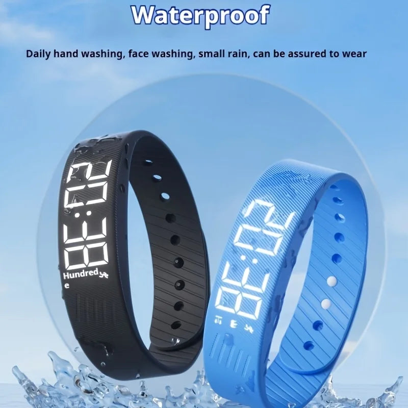 Student smart watch sports pedometer vibration alarm clock  LED Digital Alarm Clock Watch Adjustable Waterproof Alarm Bracelet