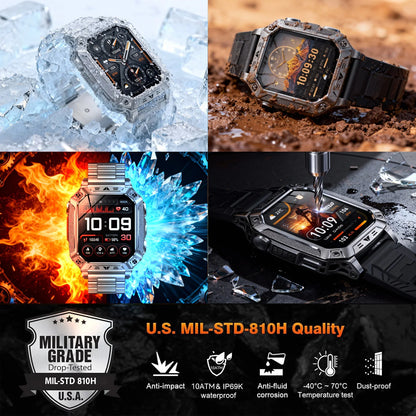New Rugged Military Smart Watch Men 1400 mAh battery 2.01inch AMOLED Bluetooth Call 10ATM Waterproof LED flashlight Smart watch