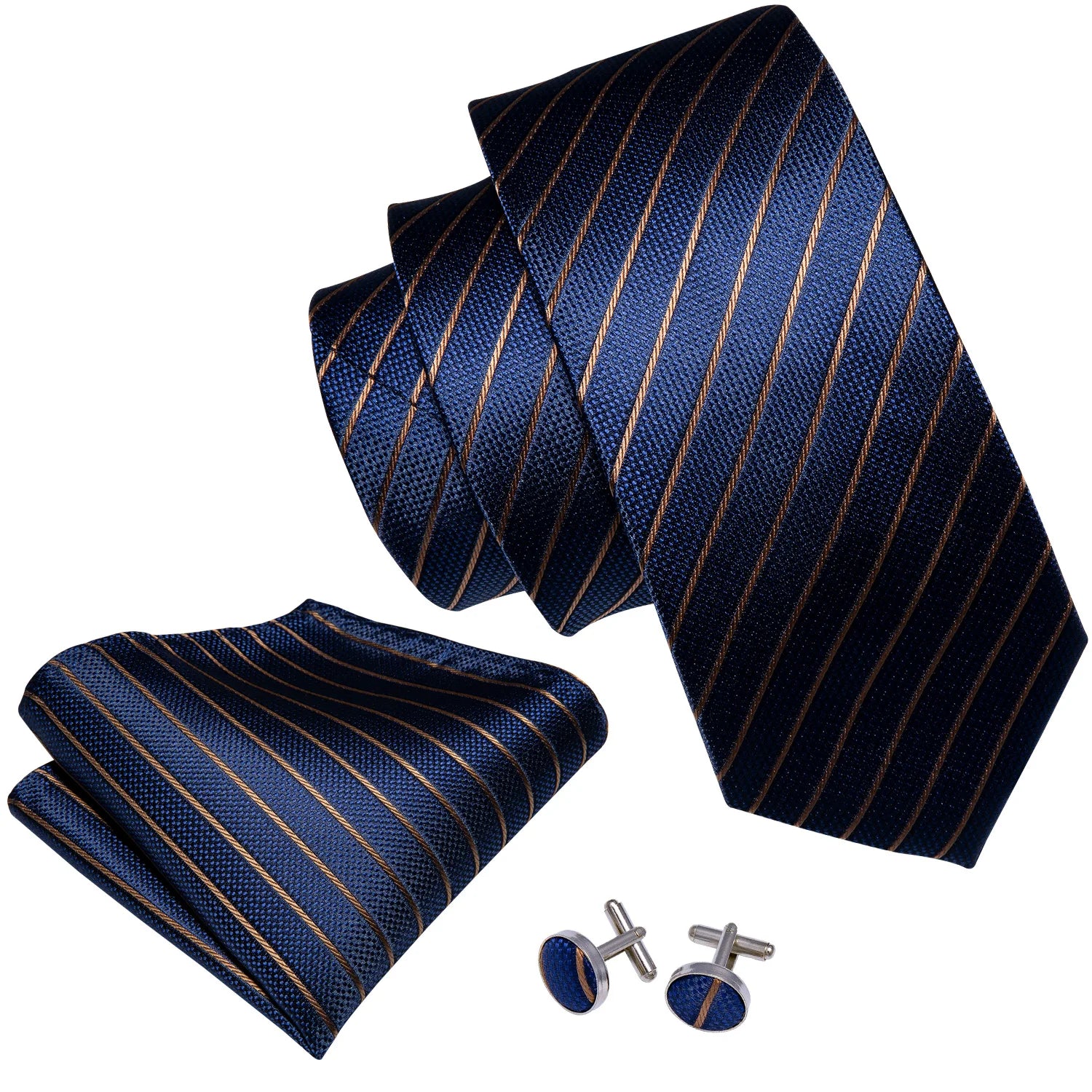 Barry.Wang Navy Royal Sky Blue Silk Men Tie Hanky Cufflinks Set Jacquard Teal Cyan Turquoise Necktie for Male Wedding Business
