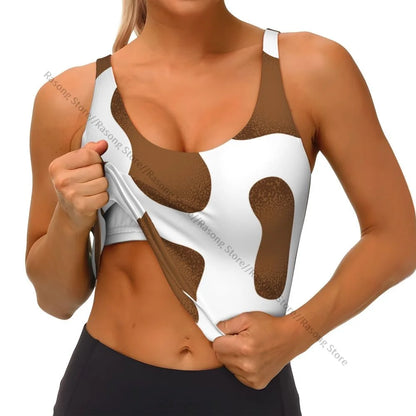 Women Sexy Sports Vest Cow Domestic Pattern Female Streetwear Sport Lingerie Tee Crop Top