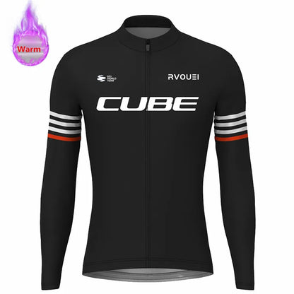 Winter Thermal Fleece Cycling Jersey Sports Bike Rvouei Cube Pro Team Mountian Bicycle Clothing Ropa Ciclismo Invierno Hombre