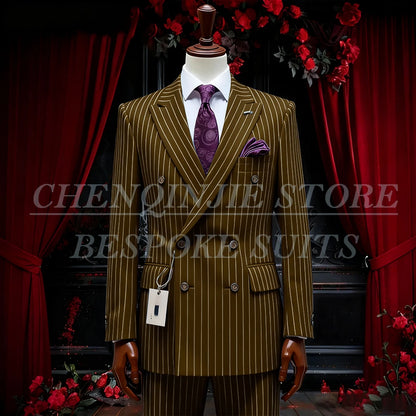 SILIWEYA Double Breasted Business Men&
