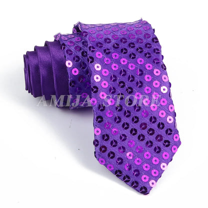 Shiny Sequins Neck Ties Men Women Stage Black Pink Blue Glitter Performance Prom Paillette Accessories Fashion Party 5cm Necktie