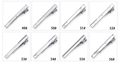 8pcs Tie Clips Metal Diamond With Box For Men Wedding Mens Necktie Clips Set Chrome Stainless Steel Jewelry Gentleman Ties Pin
