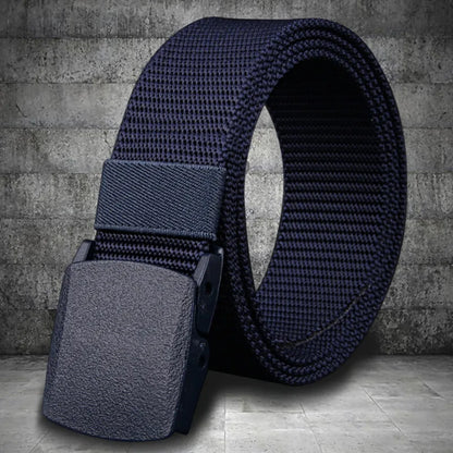 Men Belt Jeans Belts Adjustable Belt Men Outdoor Travel Waist Belt with Plastic Buckle for Pants Soft Nylon Sports Accessories