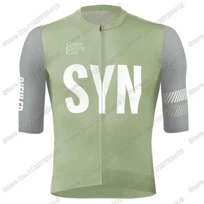 2025 SYN Cycling Jersey Set Pink Orange Green Grey Cycling Clothing Men Short Sleeve Kit Road Bike Shirt Suit Bicycle Bib Shorts