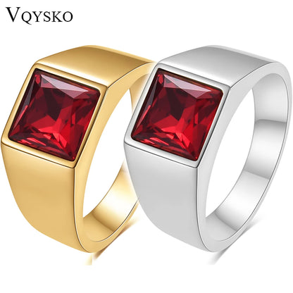 VQYSKO Big Square Cut Stone Signet Ring Exquisite Large Colour Quartz Cocktail Ring For Women Men Jewelry Party Gifts