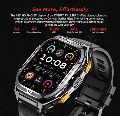 Outdoor TREX3 Smartwatch GPS 10ATM Waterproof Compass Altimeter 530mAh Battery Bluetooth Call Men Sports Smart Watch GUHUAVMI