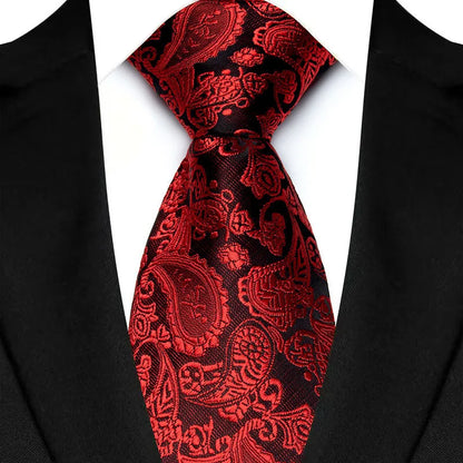Luxury 8CM Mens Ties Solid Paisley Classic Business Necktie Jacquard Woven Neck ties For Men Groom Wedding Business Party