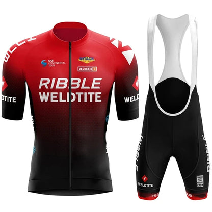Ribble Weldtite Pro Team Cycling Jersey Set Summer Breathable Bicycle Men&