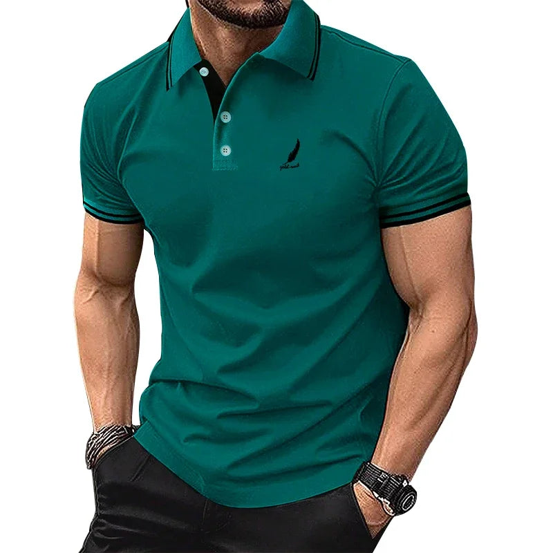 Men Clothes 100% Polyester Breathable Business Casual Polo Shirt Tops Men Short Sleeve Summer Fashion Slim Fit Polo Shirt