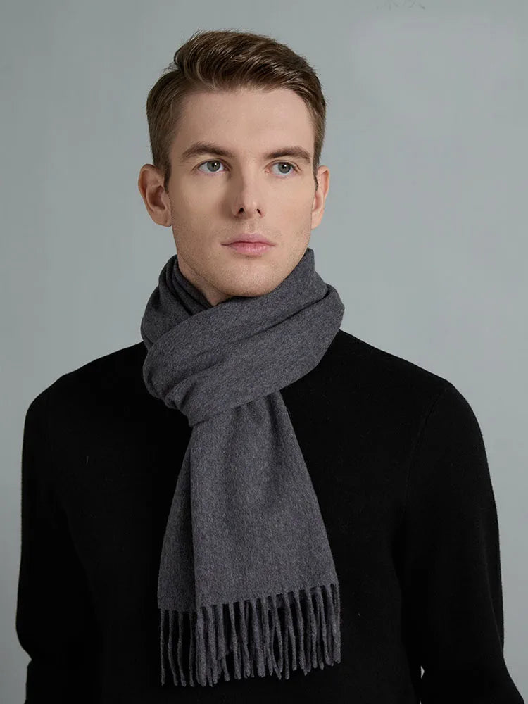 High Quality Solid Color 100% Wool Scarf Men&