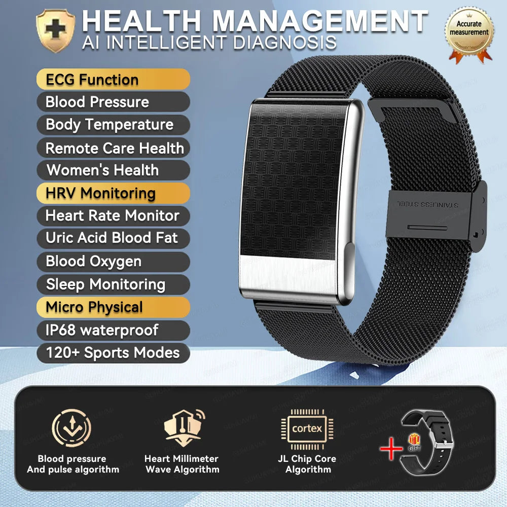 2026 No Screen Health Smart Bracelet ECG Detection Blood Lipids Uric Acid  Heart Rate IP68 Sports Smart Bracelet For Andrio IOS