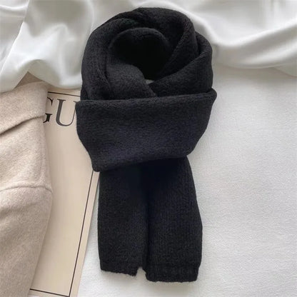 Sheep Wool Scarf for Men and Women, Couple Winter Thick Long Keep Warm Scarves, Solid Color Knitted Scarfs, Versatile and Warm