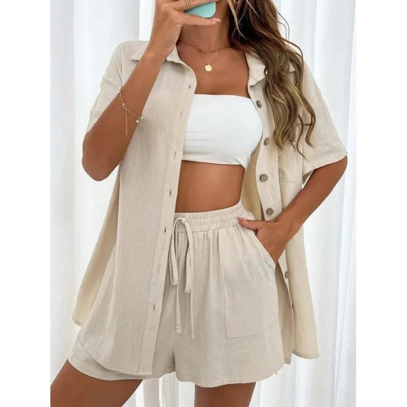 Faionable Casual ort Sve irt And orts Set Women&