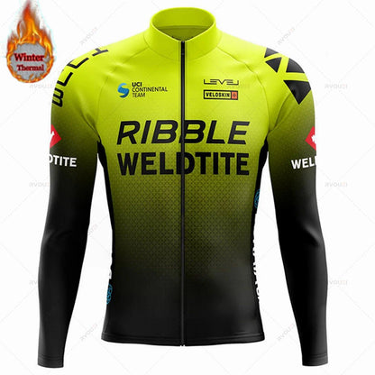 Team 2024 Winter Hot Wool Cycling Jersey Set Men Bicycle Suit Outdoor Sportswear MTB Bike Uniform Maillot Ciclisno Kit Triathlon