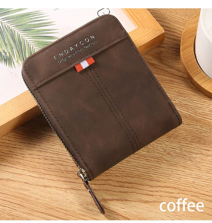 Business Bank Credit Card Holder Luxury Men Wallets Short Coin Purse Zipper Money Bag Cardholder Case Small Card Holders for Men