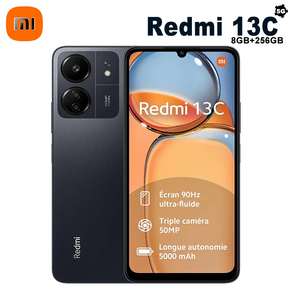 Original smart work phone Redmi13c5G8GB+256gb5000mah 6.74"large display 50MP5MP AI camera camera phone Side fingerprint/facial