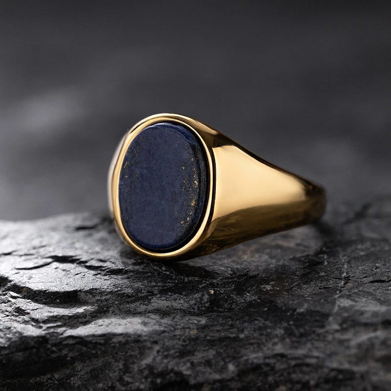 Luxurious Retro Black Agate &amp; Tiger Eye Stone Men Women  Trendy Ring - Casual Fashion, 316L Stainless Steel Handmade Jewelry
