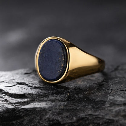 Luxurious Retro Black Agate &amp; Tiger Eye Stone Men Women  Trendy Ring - Casual Fashion, 316L Stainless Steel Handmade Jewelry