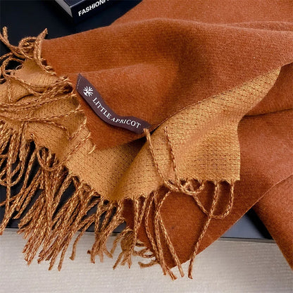 Winter Solid Color Cashmere Like Blanket Women Scarf Designer Thick Warm Pashmina Shawl Wraps With Tassel Poncho Stoles Echarpe