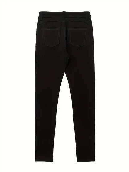 Women Jeans Plus Size High WaistedBlack Slim Fit with Button Detail Jeans Stylish Women&