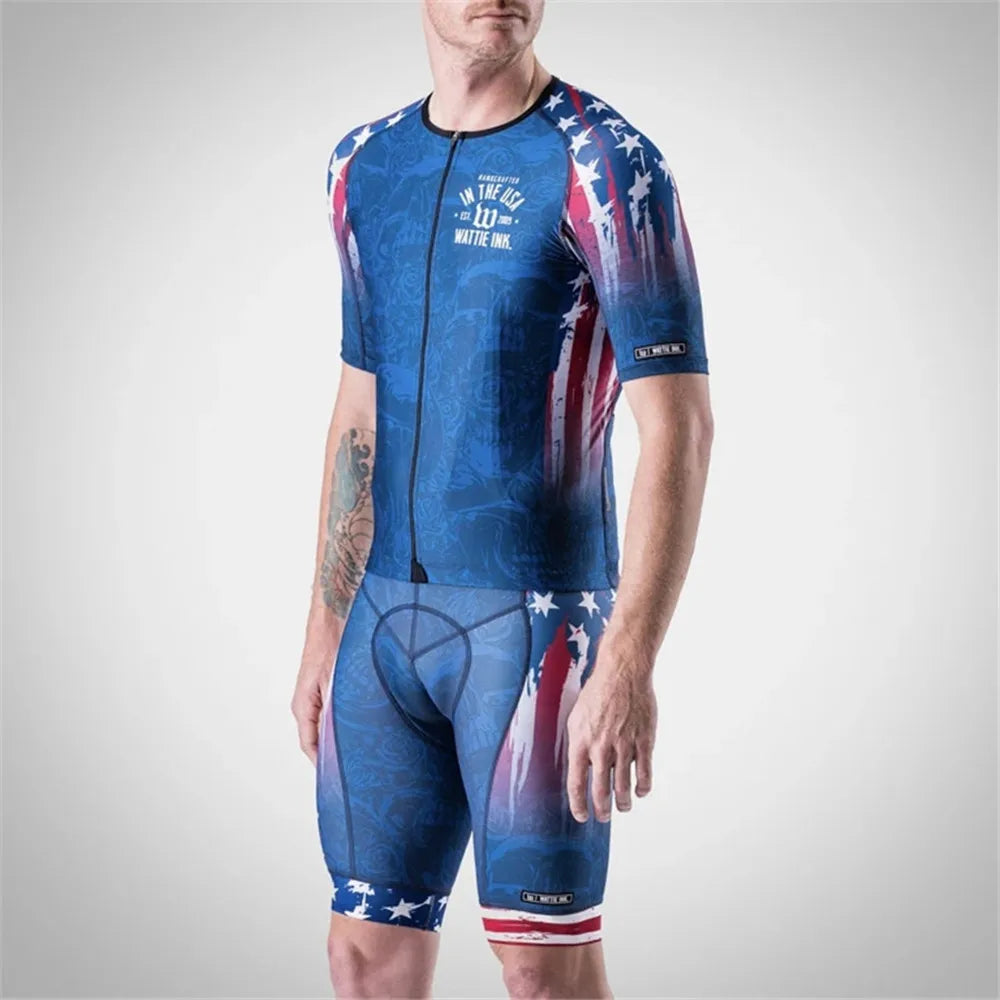 Wattie Ink Cycling Suit Men Bike Jersey Set Classic Road Bicycle Uniform Ciclismo Short Sleeve Mtb Team Racing Bike Clothes Set