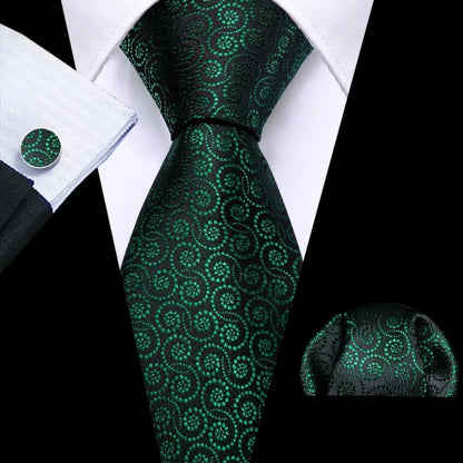 Barry.Wang Colorful Men Tie Handkerchief Cufflinks Set Novelty Floral Necktie for Male Designer Wedding Business Party Gift