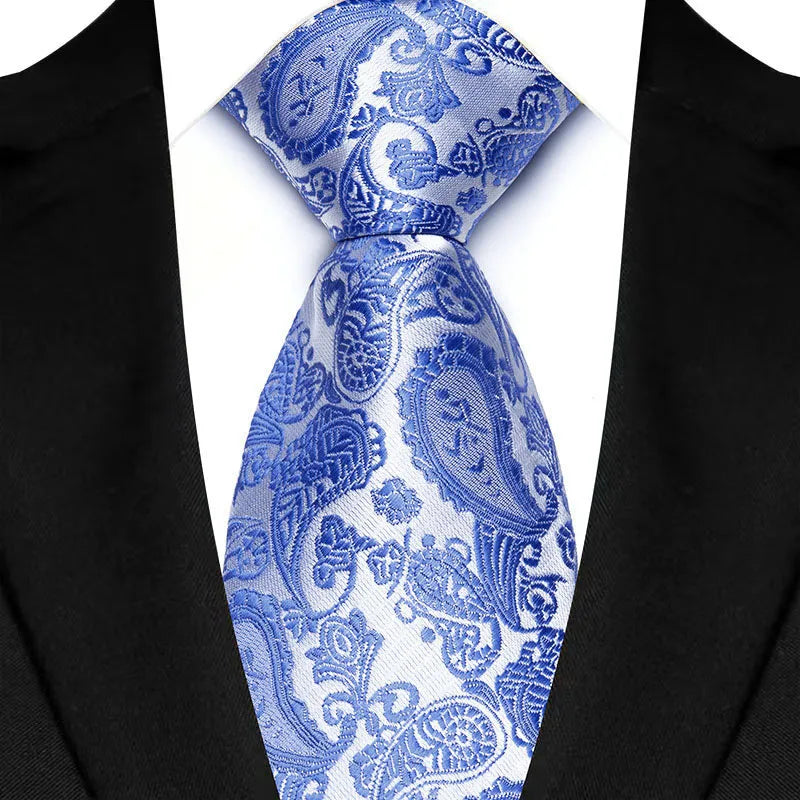 Luxury 8CM Mens Ties Solid Paisley Classic Business Necktie Jacquard Woven Neck ties For Men Groom Wedding Business Party