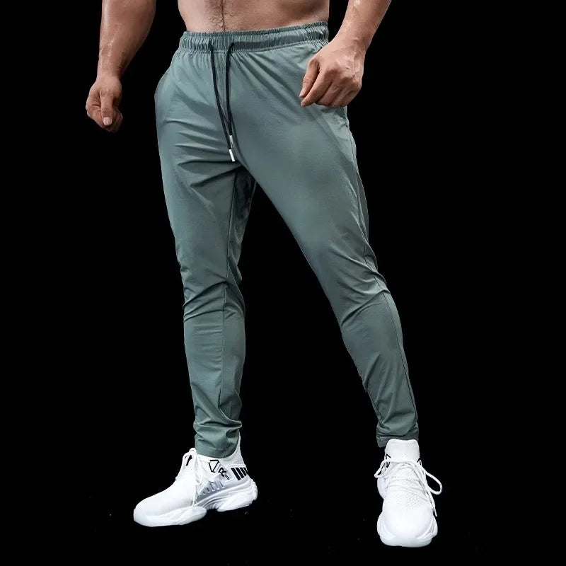 Summer Men Sports Pants Quick-drying Trousers Gym Fitness Slim Casual Thin Cuffed Small-leg Pants Running Basketball Breathable