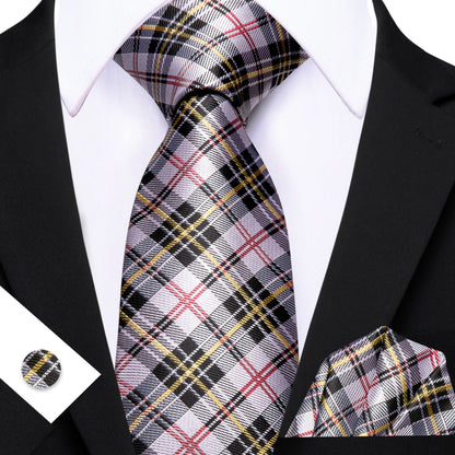 Barry.Wang Jacquard Watermelon &amp; Peach Pink Men Tie With Pocket Square Cufflinks Set Exquisiet Necktie For Male Wedding Business